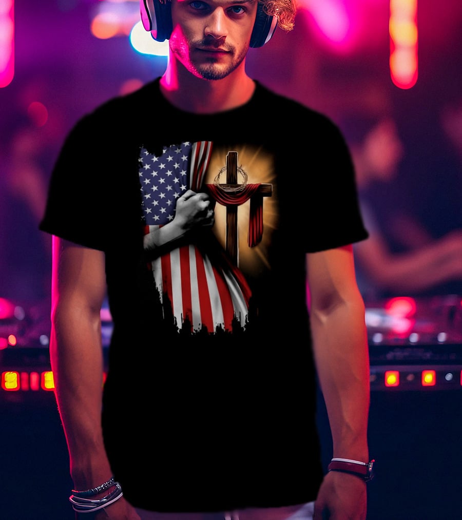 American Flag Cross Faith And Unity T-Shirt