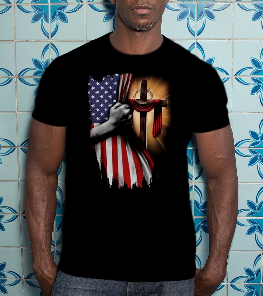 American Flag Cross Faith And Unity T-Shirt