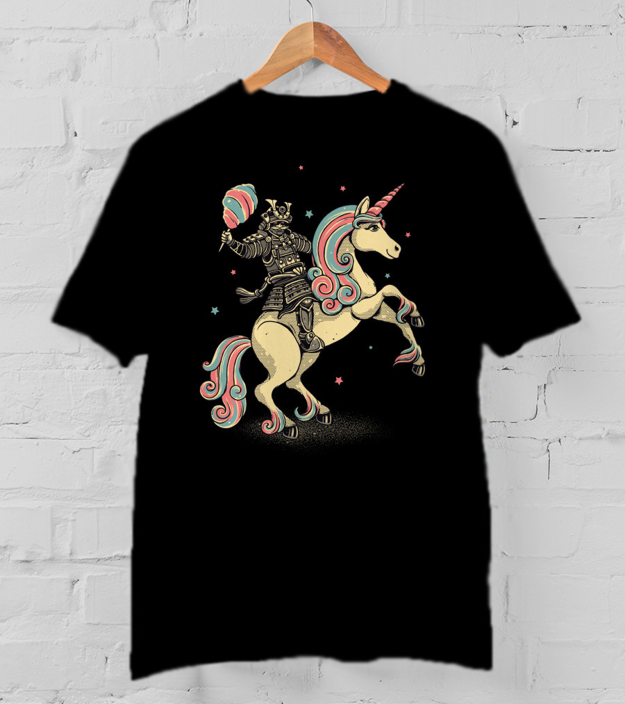 Cotton Candy Samurai Riding Unicorn T-Shirt