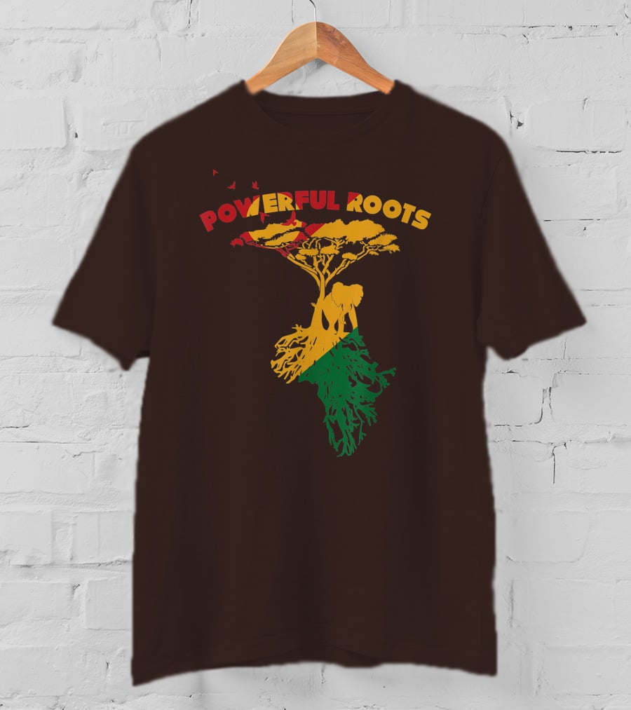Powerful Roots Black History Month African American Elephant Tree Africa Vibes T-Shirt