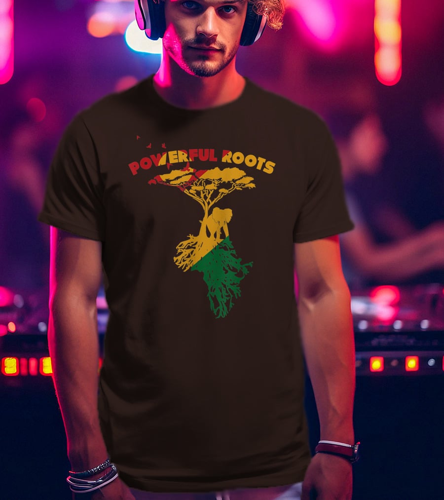 Powerful Roots Black History Month African American Elephant Tree Africa Vibes T-Shirt