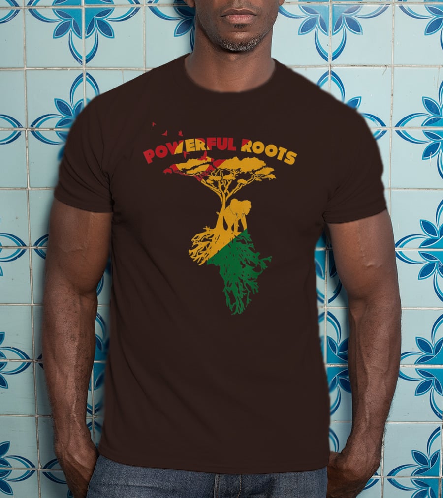Powerful Roots Black History Month African American Elephant Tree Africa Vibes T-Shirt