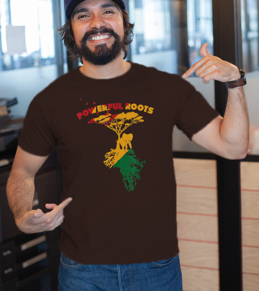 Powerful Roots Black History Month African American Elephant Tree Africa Vibes T-Shirt