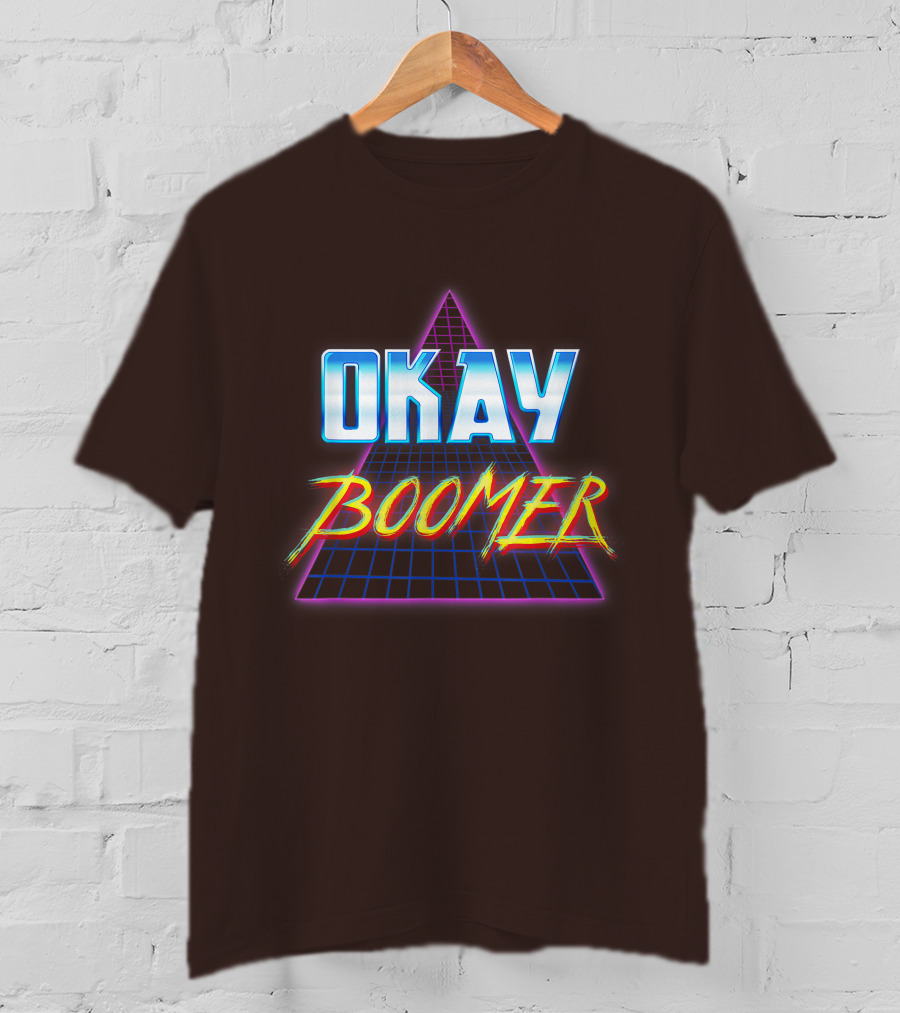 Okay Boomer Retro 80s Neon Grid Triangle T-Shirt