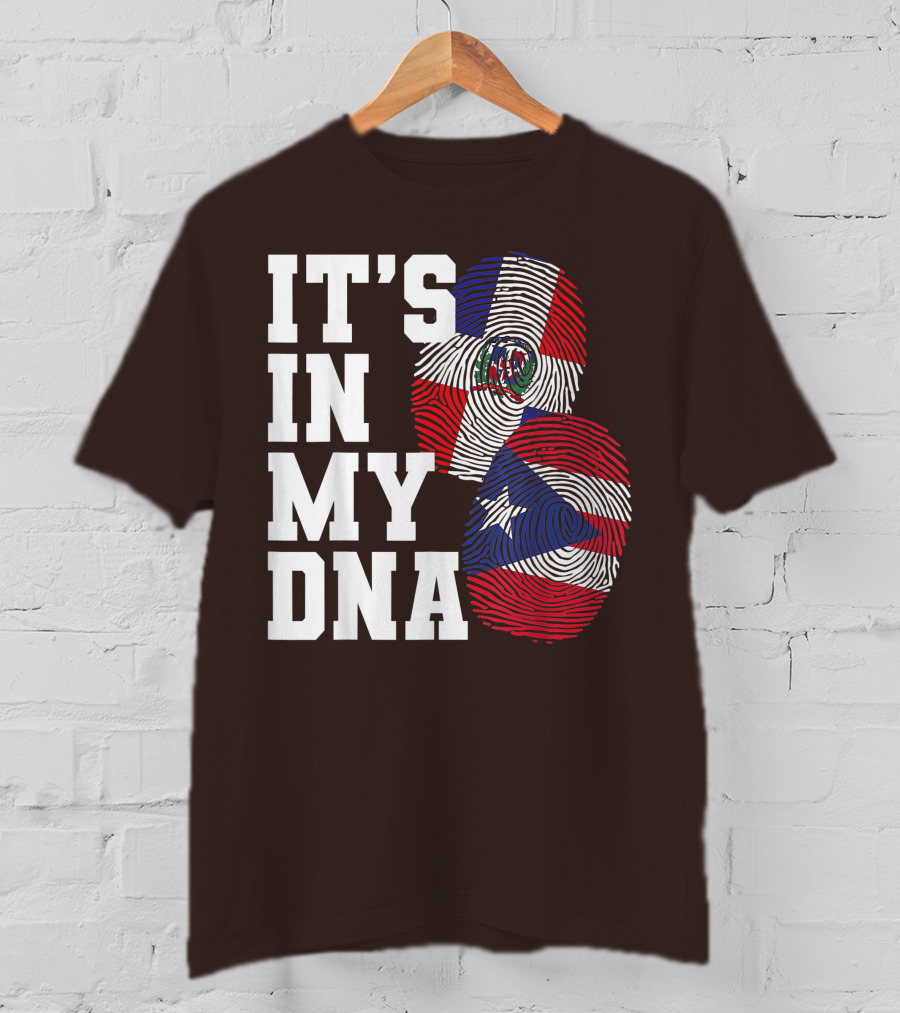 IT'S IN MY DNA Dominican Republic And Puerto Rico Fingerprints T-Shirt