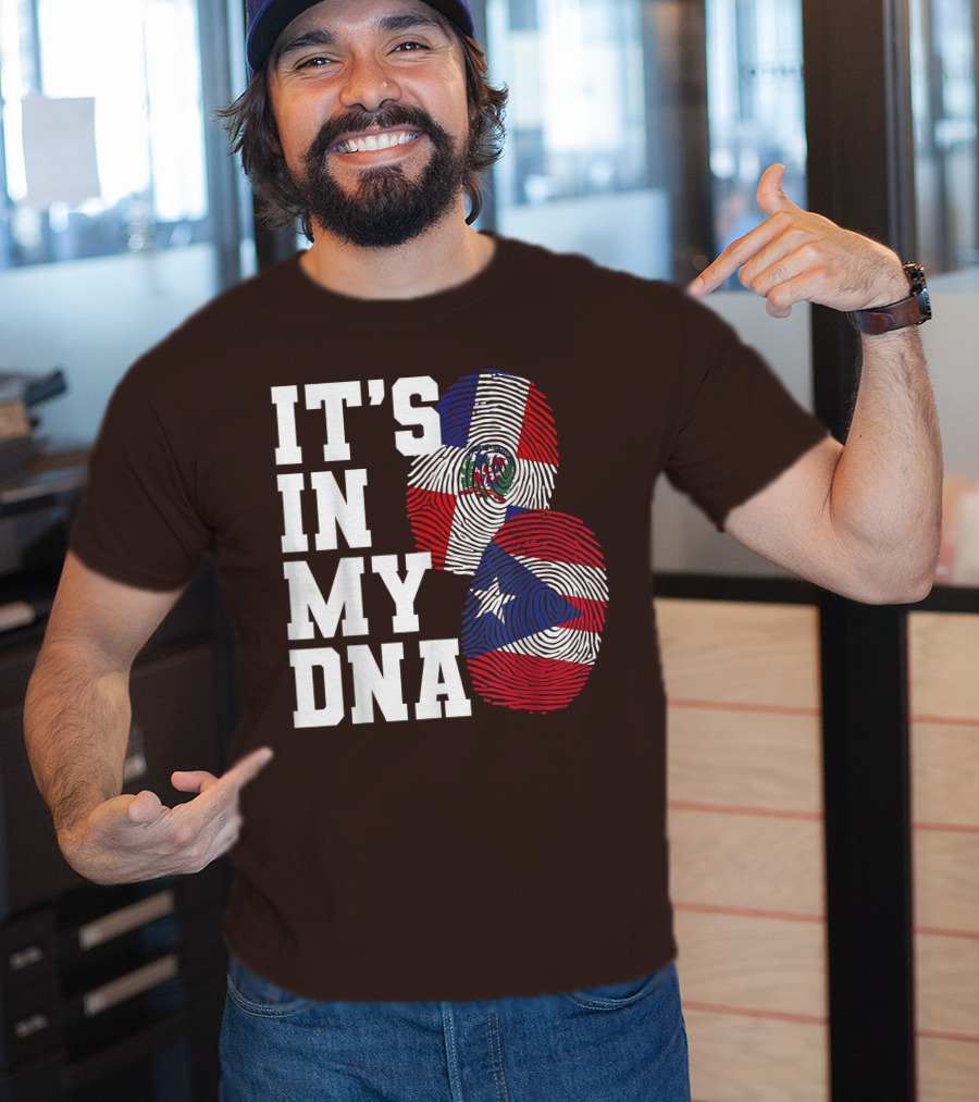 IT'S IN MY DNA Dominican Republic And Puerto Rico Fingerprints T-Shirt