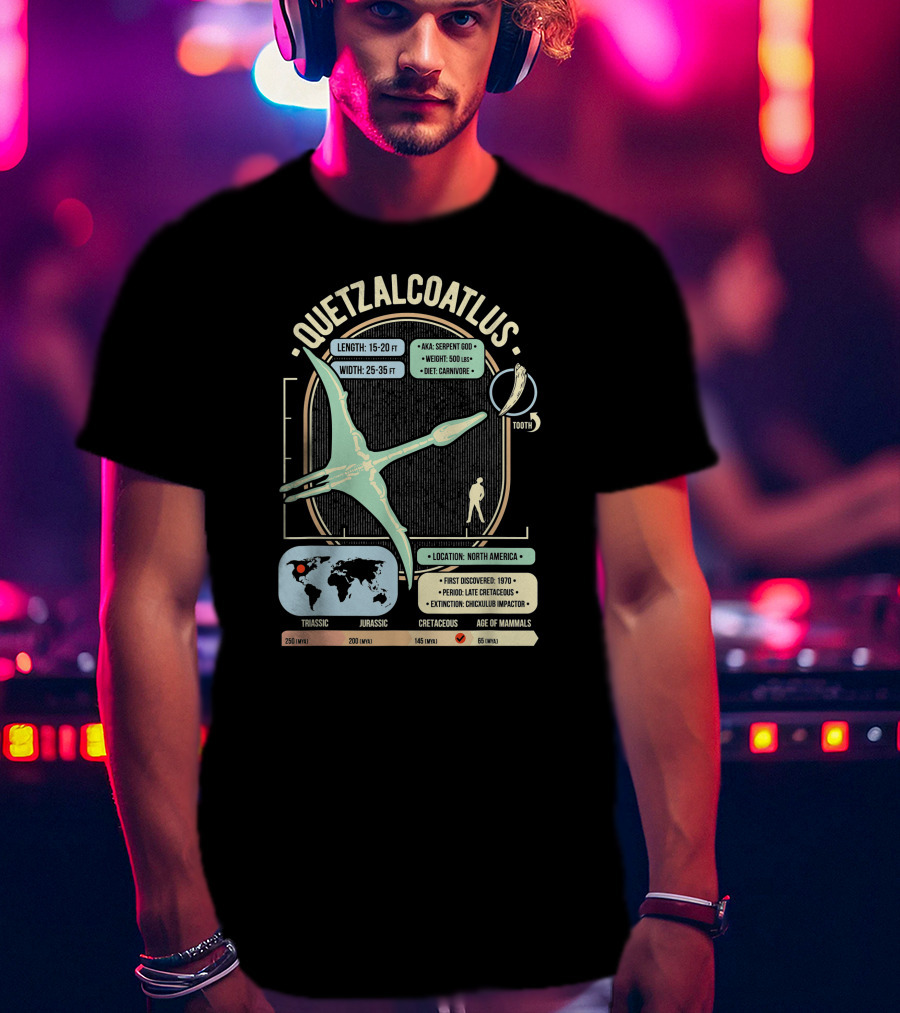 Quetzalcoatlus Dinosaur Facts Science Anatomy Serpent God Cretaceous Extinction North America History T-Shirt