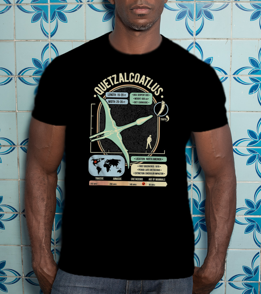 Quetzalcoatlus Dinosaur Facts Science Anatomy Serpent God Cretaceous Extinction North America History T-Shirt