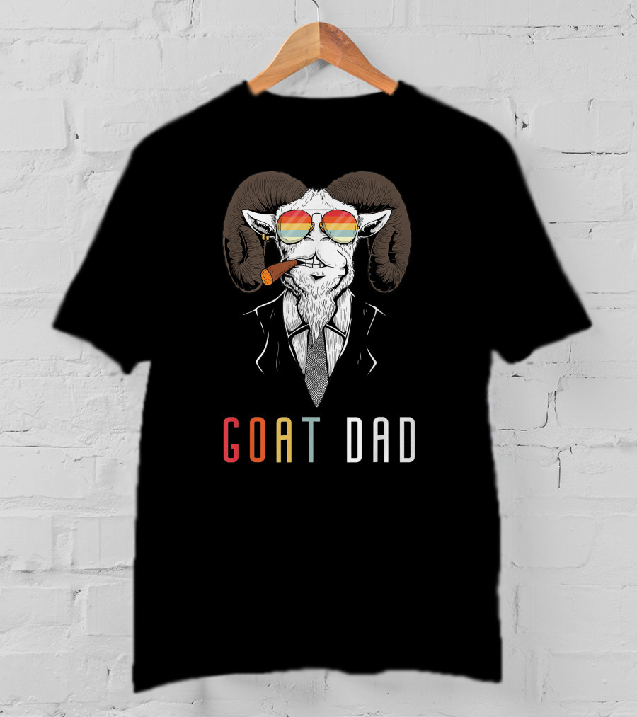 GOAT DAD Cool Sunglasses And Pipe Smoking Ram T-Shirt