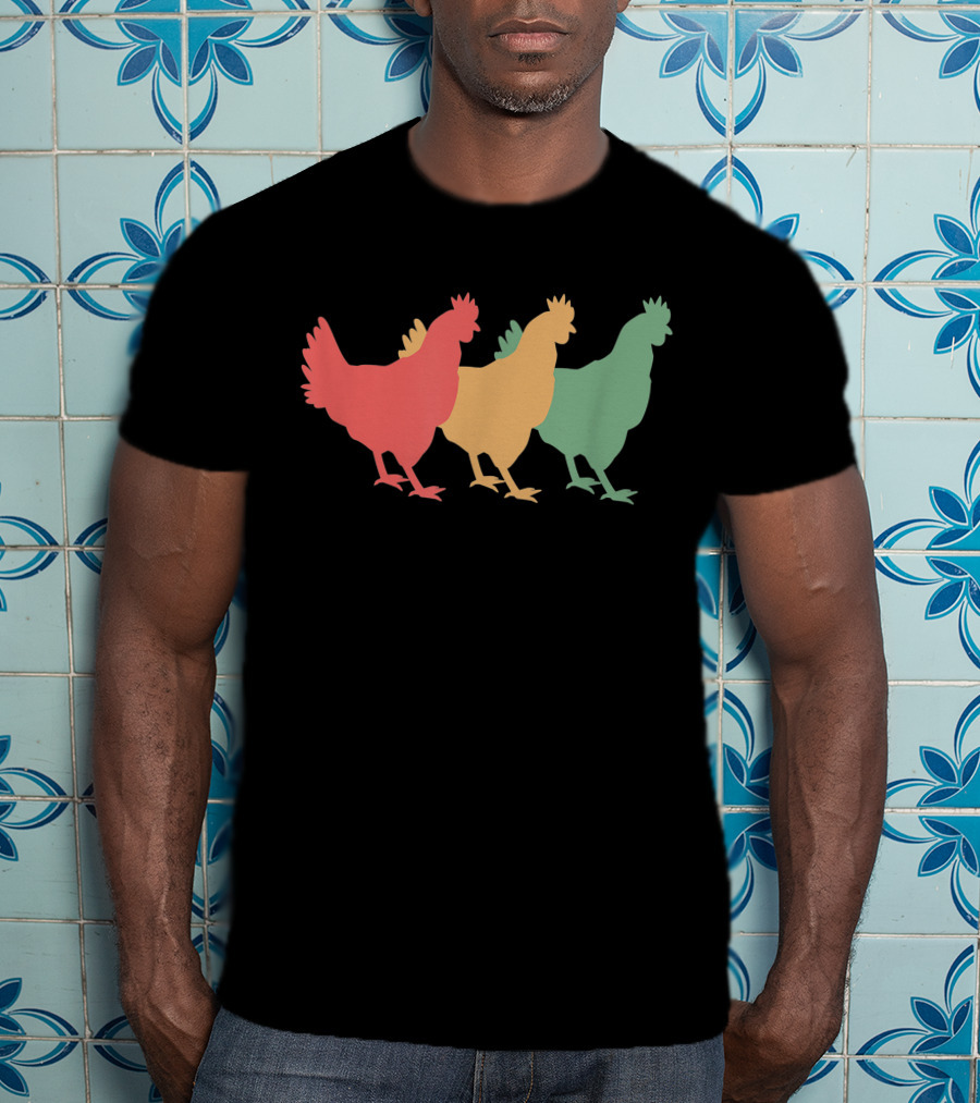 Funny Vintage Chicken Trio Retro T-Shirt