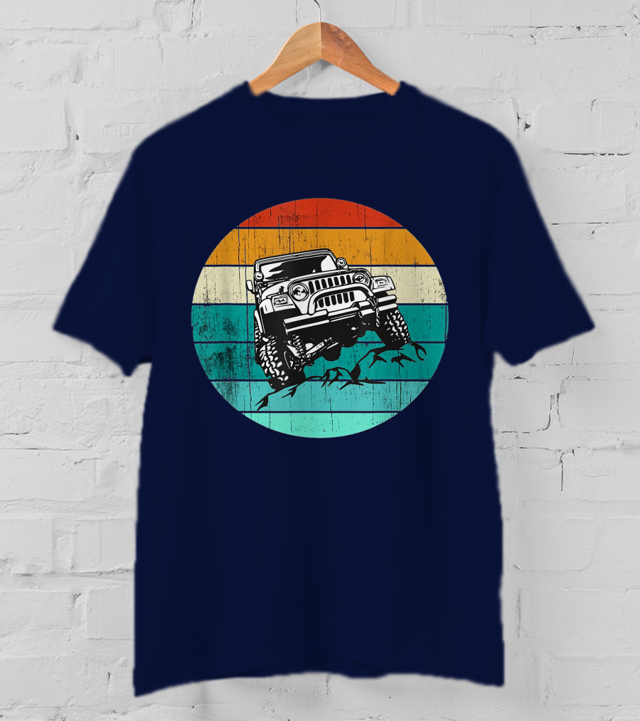 Off Road 4x4 Vehicle Retro Sunset Adventure Jeep Wrangler T-Shirt