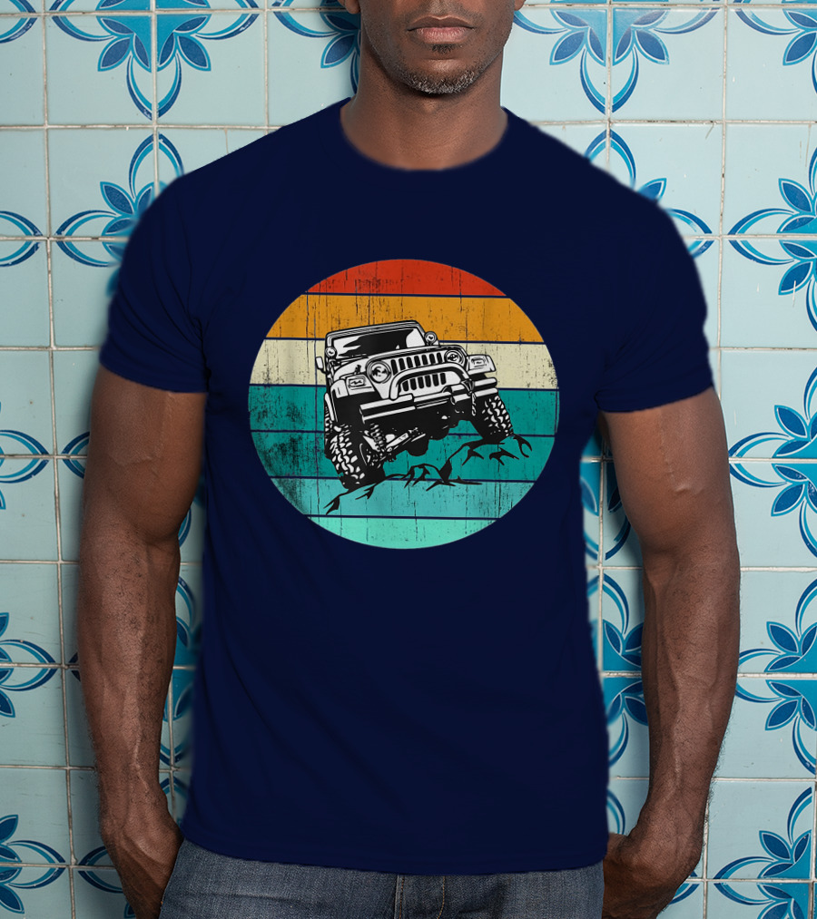 Off Road 4x4 Vehicle Retro Sunset Adventure Jeep Wrangler T-Shirt