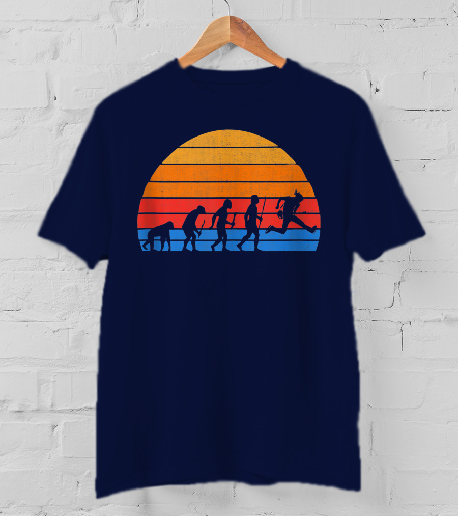 Guitarist Evolution Silhouette Retro Sunset T-Shirt