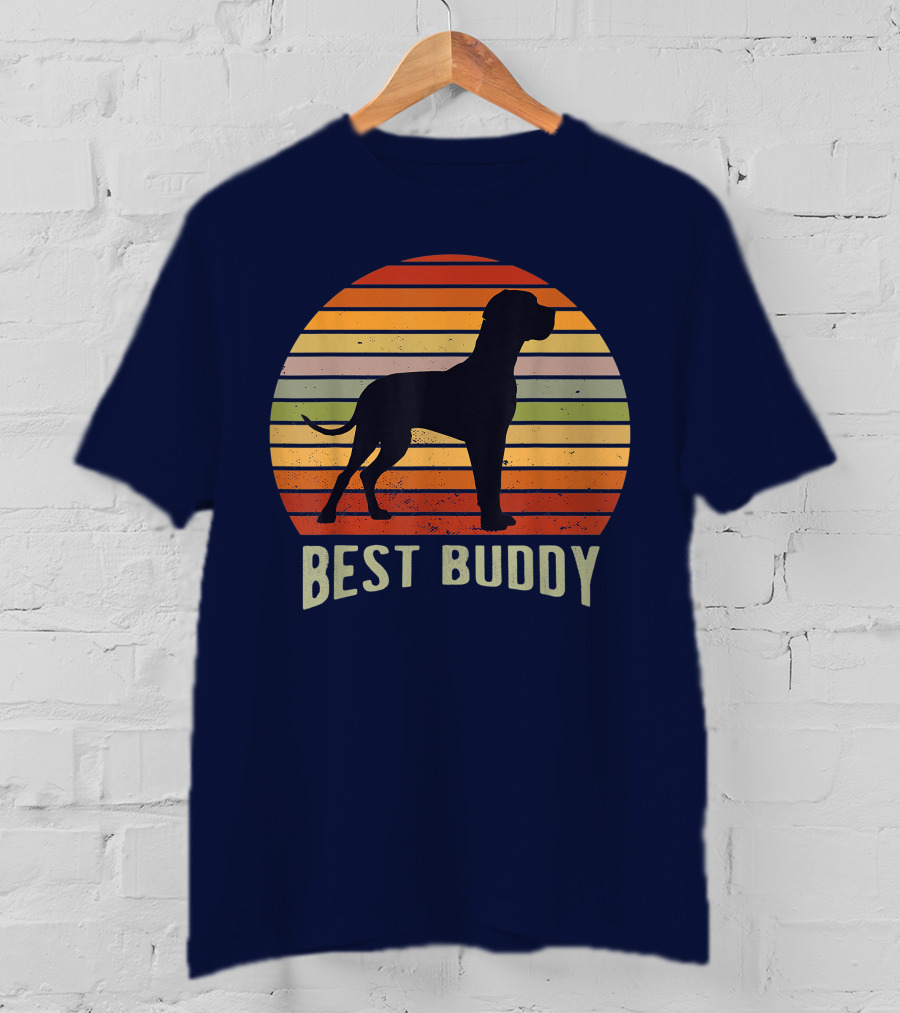 Best Buddy Vintage Dog Silhouette Retro Sunset T-Shirt