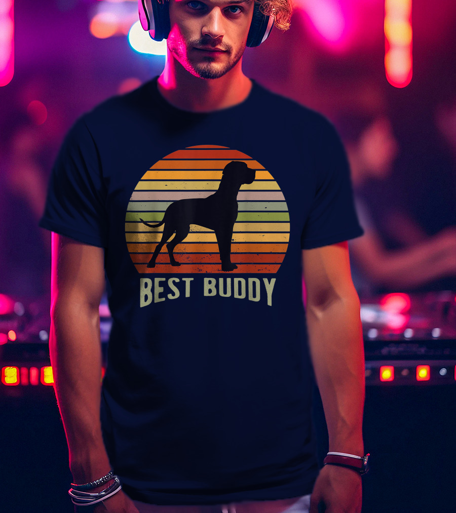 Best Buddy Vintage Dog Silhouette Retro Sunset T-Shirt