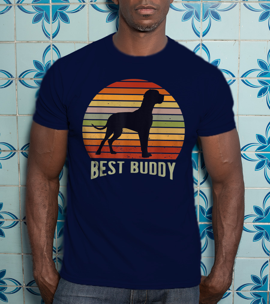 Best Buddy Vintage Dog Silhouette Retro Sunset T-Shirt