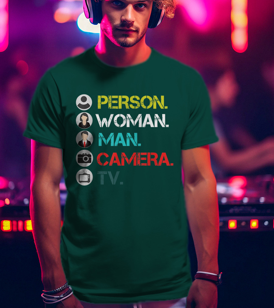 PERSON WOMAN MAN CAMERA TV Circle Icons T-Shirt