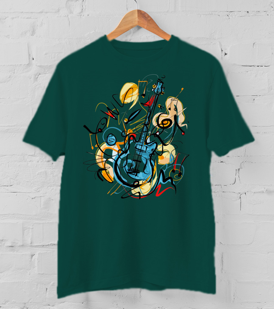 Guitar Music Love Vibrant Abstract Composition T-Shirt
