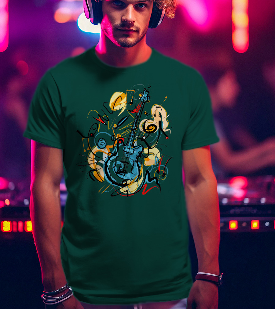 Guitar Music Love Vibrant Abstract Composition T-Shirt