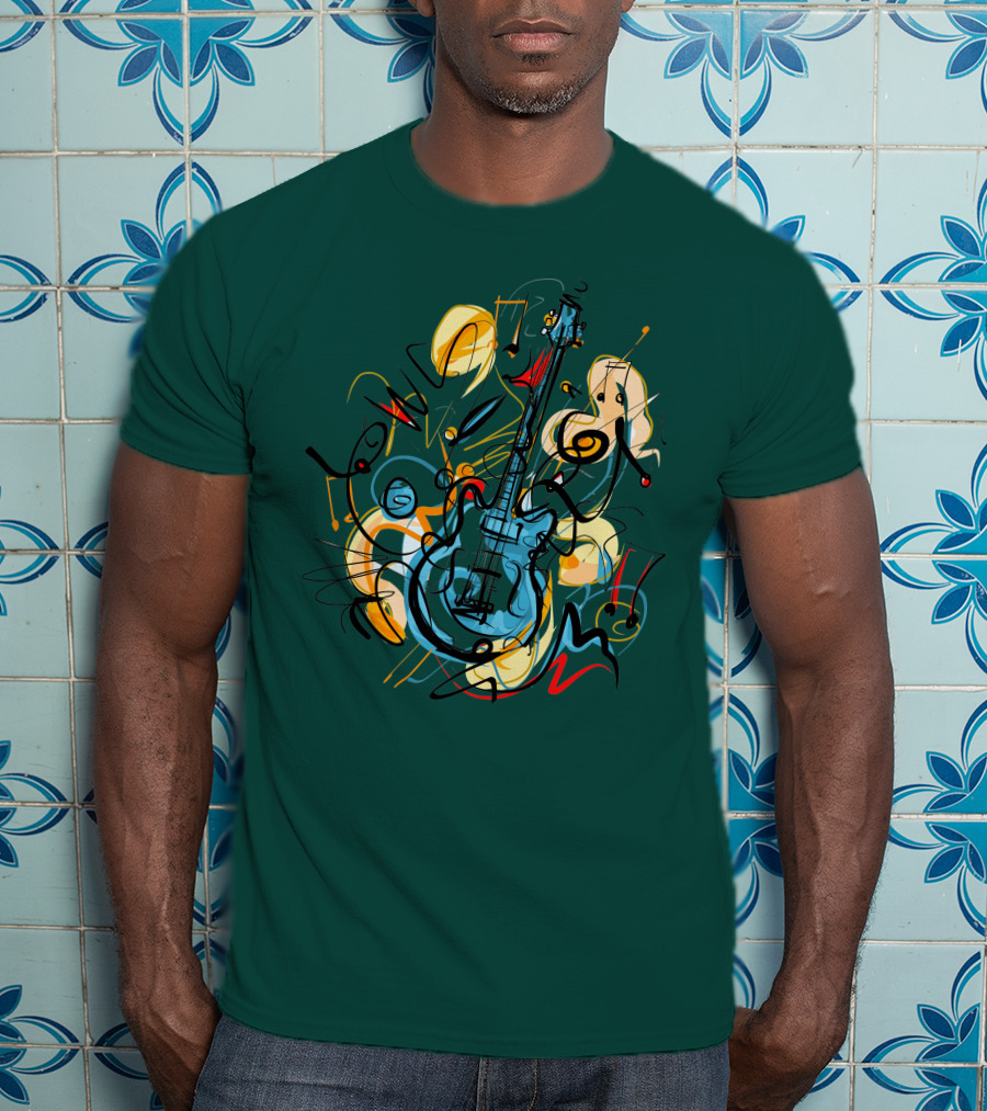 Guitar Music Love Vibrant Abstract Composition T-Shirt