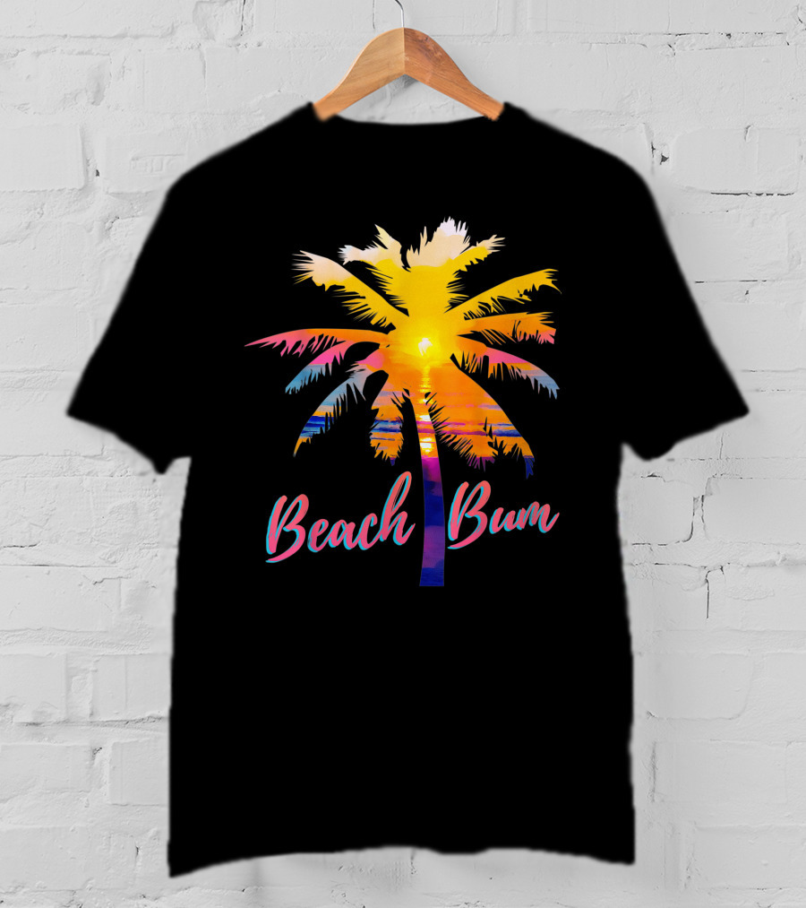 Beach Bum Tropical Sunrise Palm Tree Sunset Reflection T-Shirt