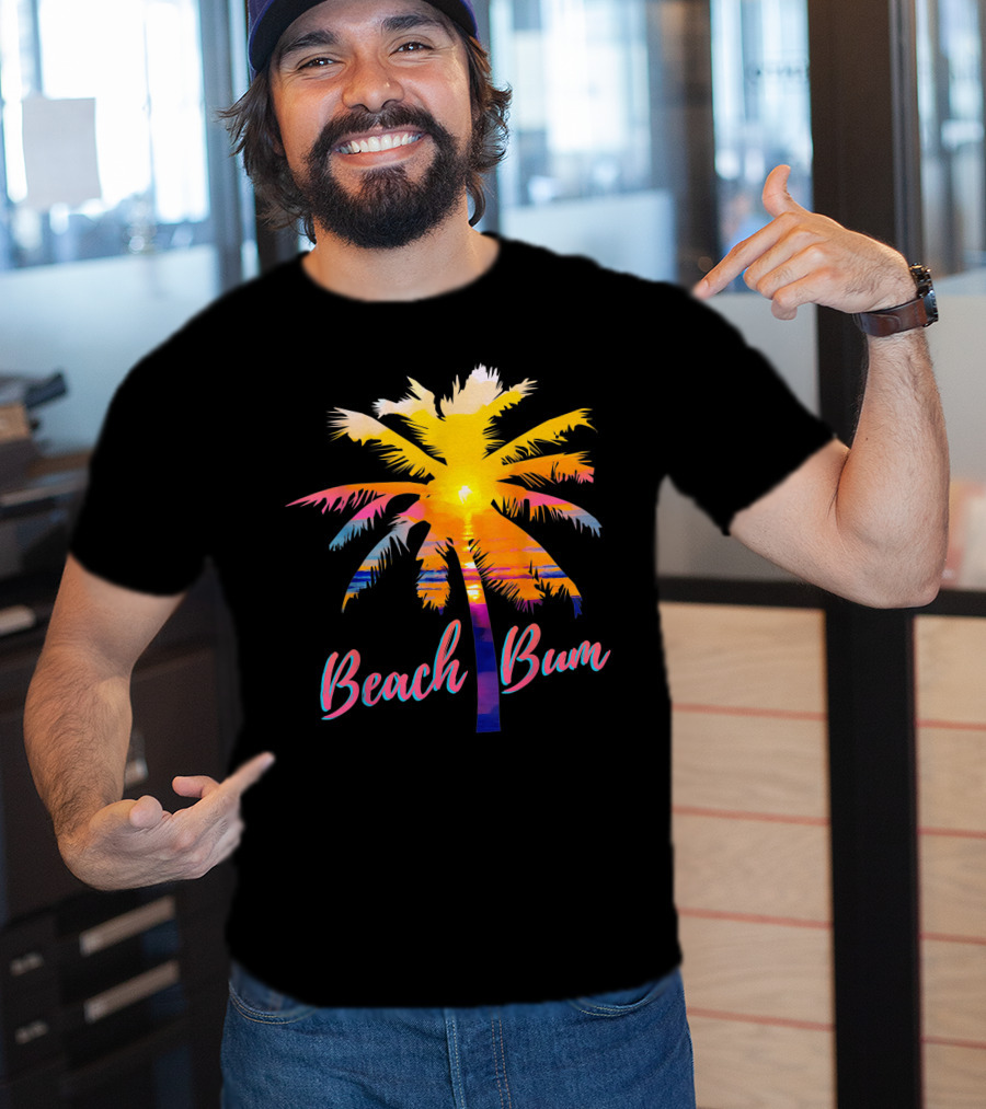 Beach Bum Tropical Sunrise Palm Tree Sunset Reflection T-Shirt