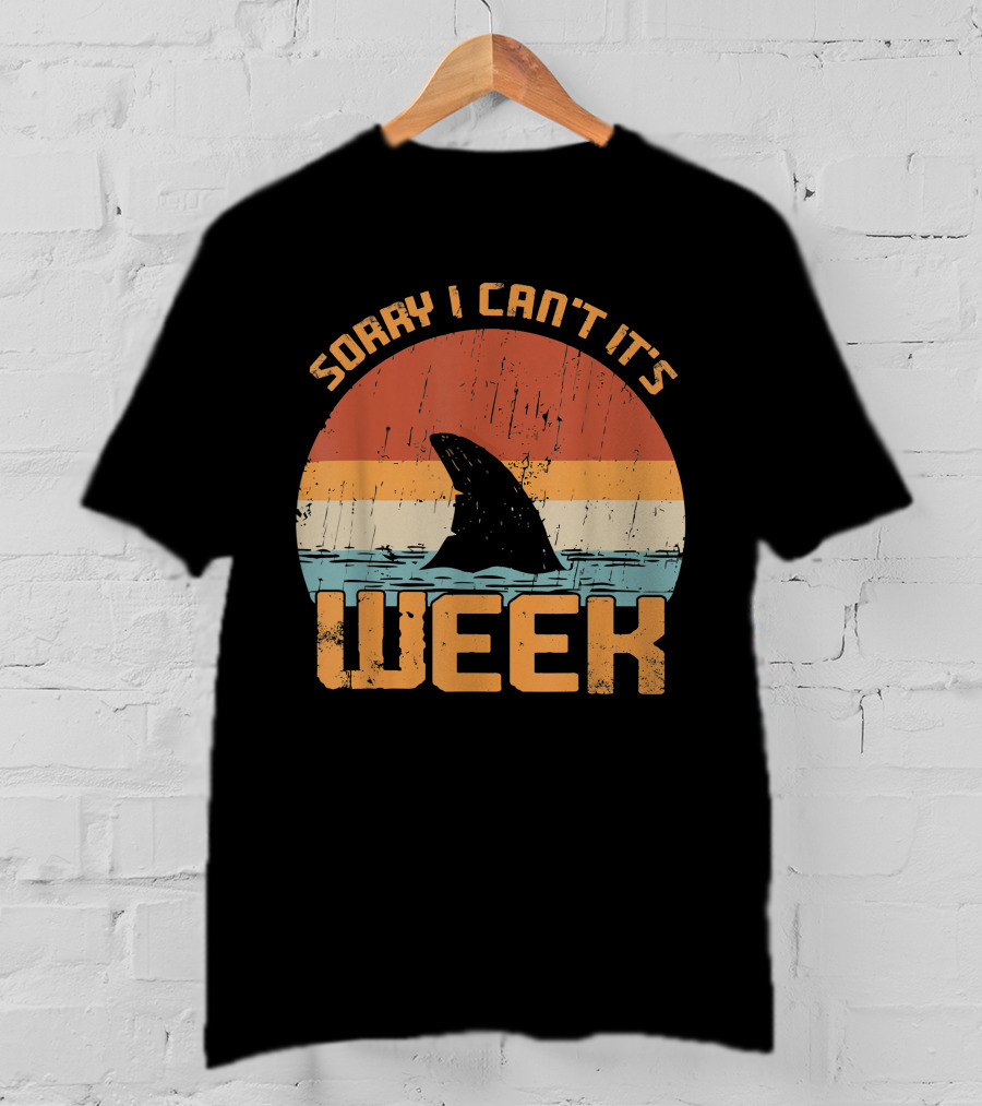 Vintage Sorry I Can't It's Week Funny Shark T-Shirt