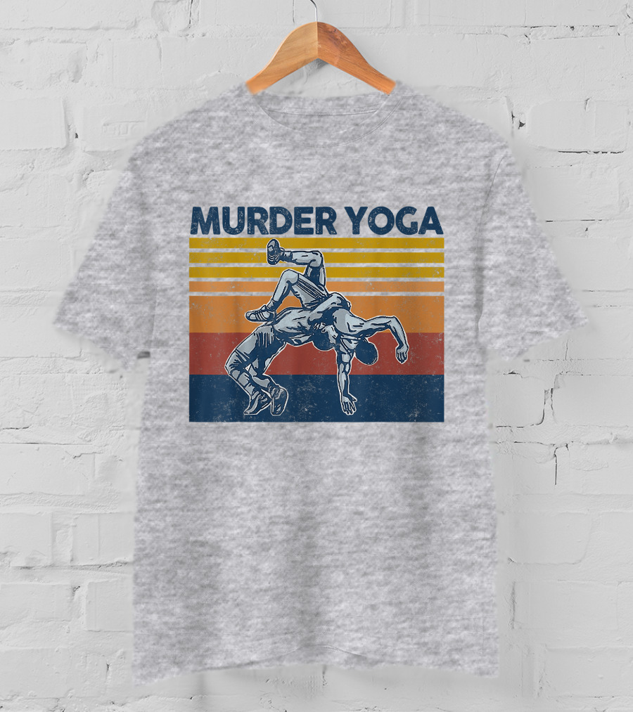 Murder Yoga Funny Vintage Brazilian Jiu Jitsu Wrestling T-Shirt