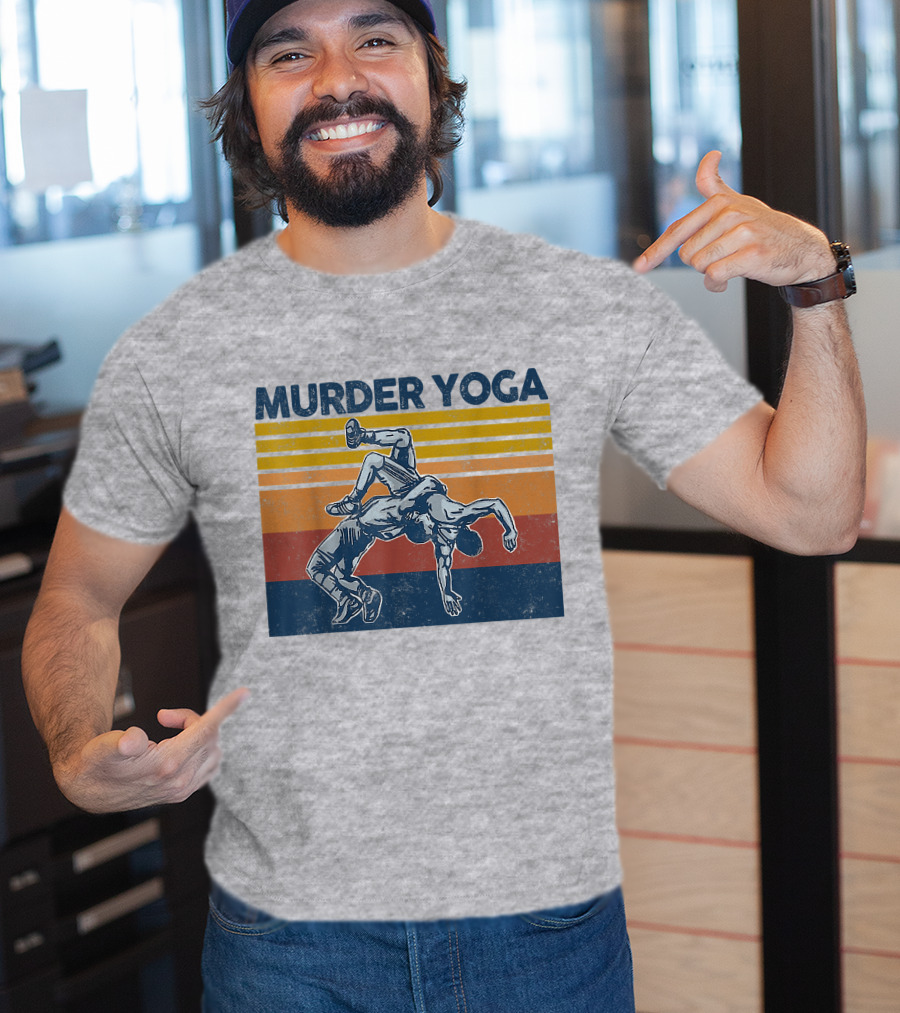 Murder Yoga Funny Vintage Brazilian Jiu Jitsu Wrestling T-Shirt