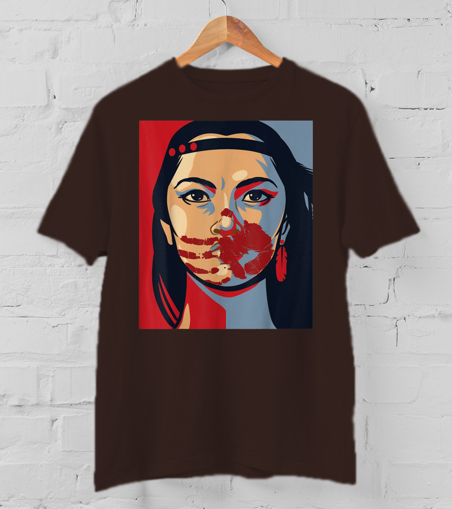 MMIW Awareness Stolen Sisters Indigenous Woman Red Handprint T-Shirt