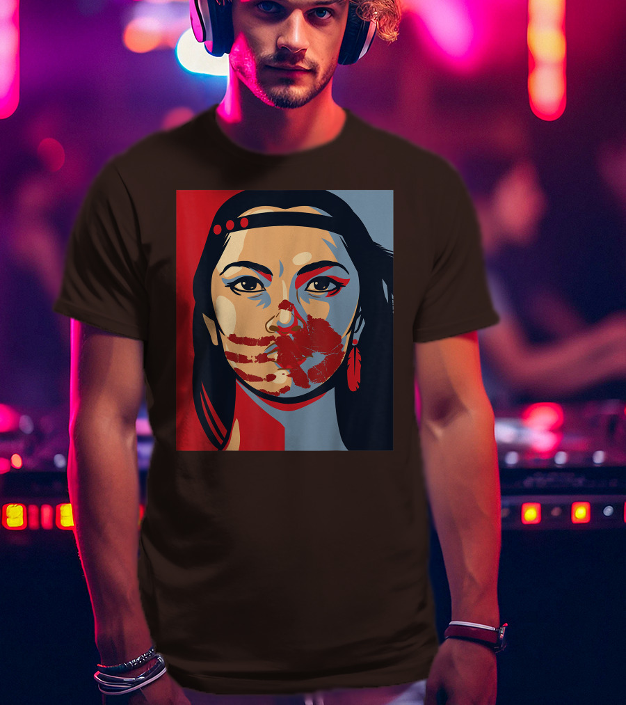 MMIW Awareness Stolen Sisters Indigenous Woman Red Handprint T-Shirt