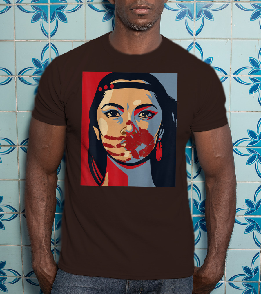 MMIW Awareness Stolen Sisters Indigenous Woman Red Handprint T-Shirt