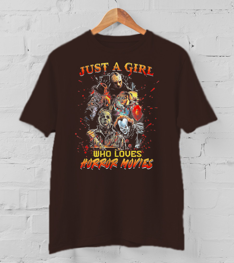 Just A Girl Who Loves Horror Movies Featuring Iconic Horror Villains T-Shirt
