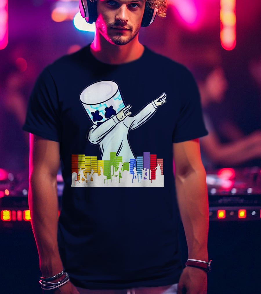All I Want For Christmas Is Marshmallow DJ Dance Love Mello Dabbing Music Equalizer T-Shirt