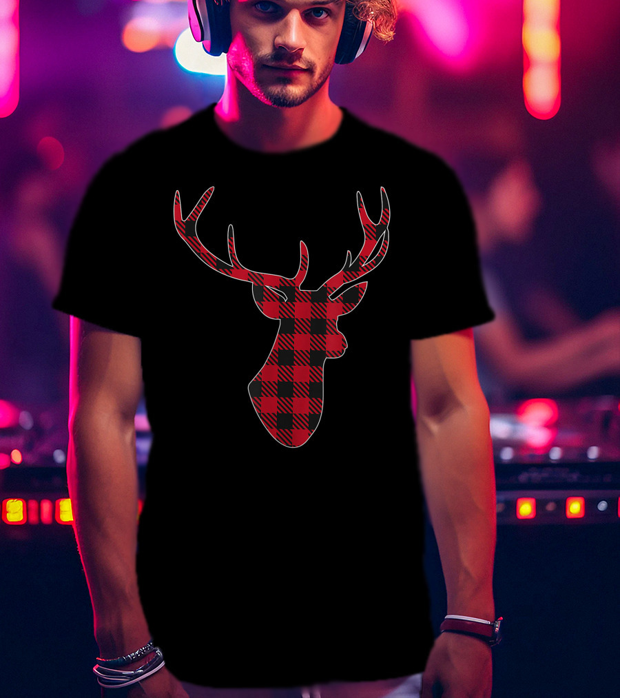 Christmas Buffalo Plaid Deer T-Shirt