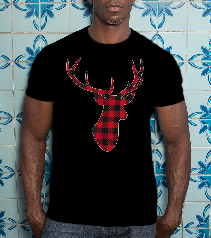 Christmas Buffalo Plaid Deer T-Shirt
