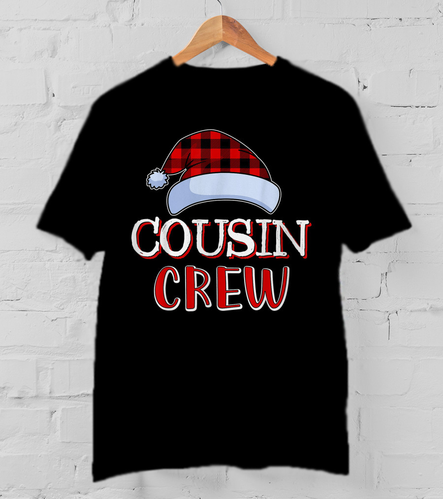 Cousin Crew Plaid Santa Hat T-Shirt