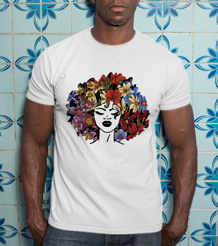 Educated Motivated Black Queen Melanin African American Floral Hair T-Shirt