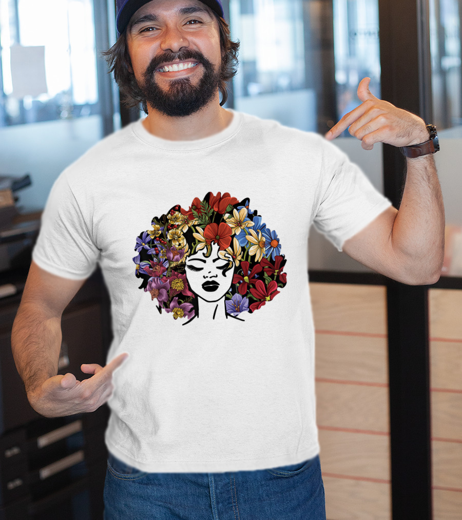 Educated Motivated Black Queen Melanin African American Floral Hair T-Shirt