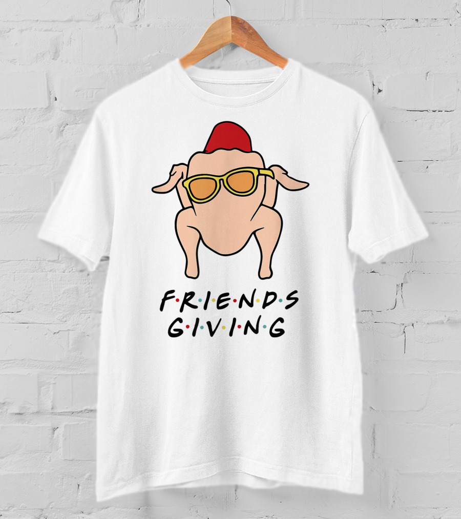 Friendsgiving Turkey With Sunglasses And Red Hat T-Shirt
