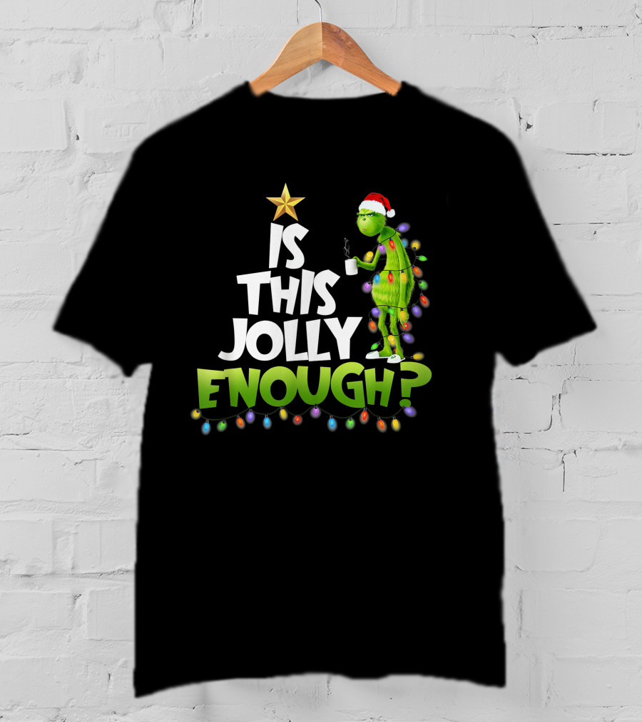 Grinch In Christmas Lights Is This Jolly Enough Holiday T-Shirt