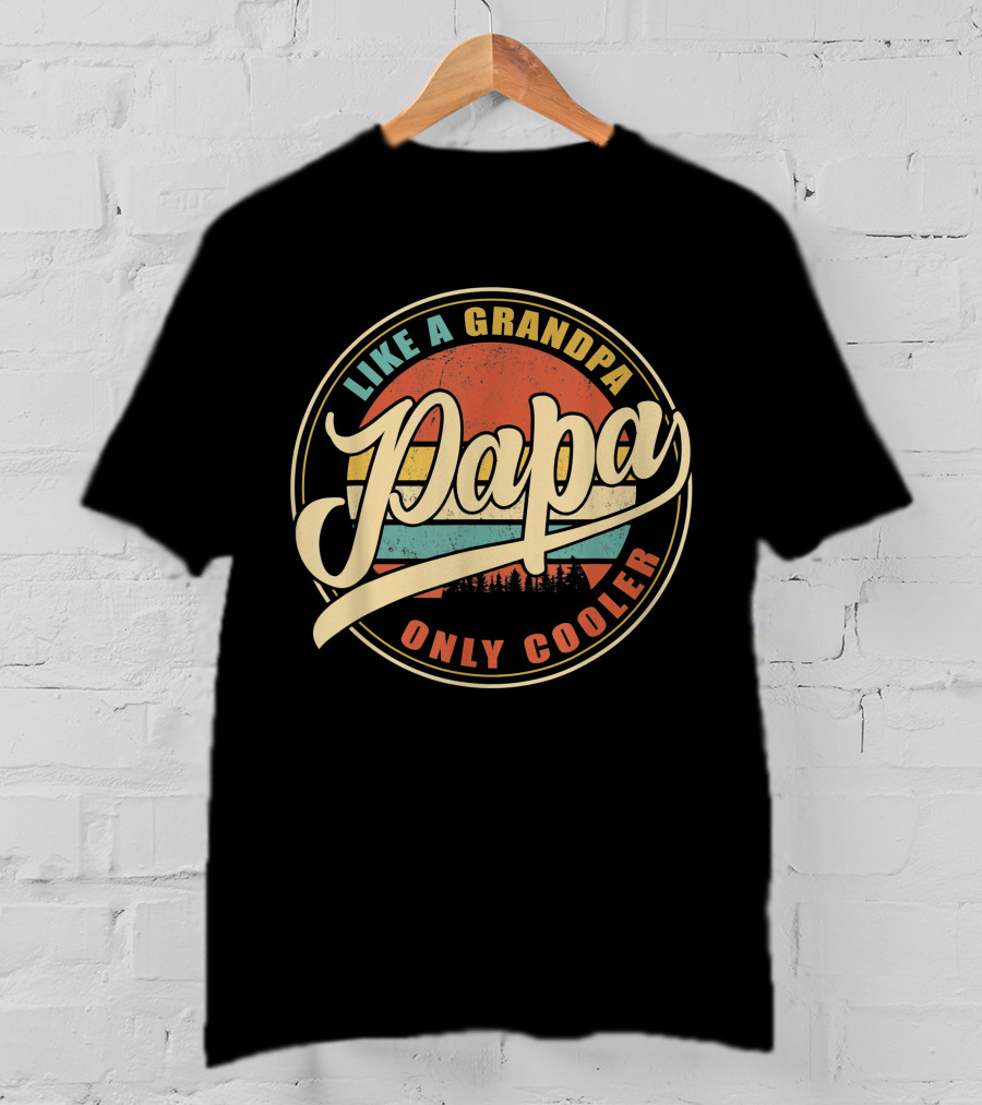 Papa Like A Grandpa Only Cooler Mens Vintage Retro T-Shirt