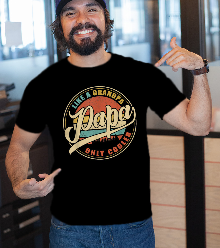 Papa Like A Grandpa Only Cooler Mens Vintage Retro T-Shirt