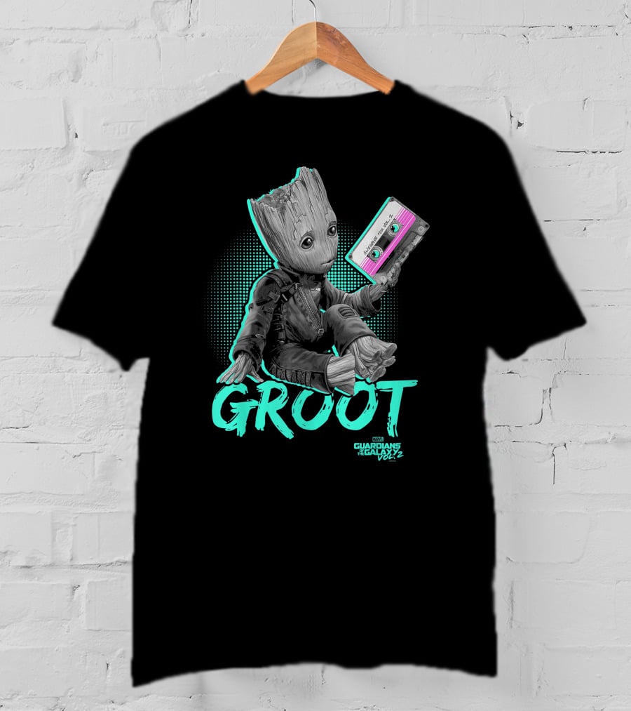 Groot Guardians Of The Galaxy Vol. 2 Baby Neon Tape T-Shirt