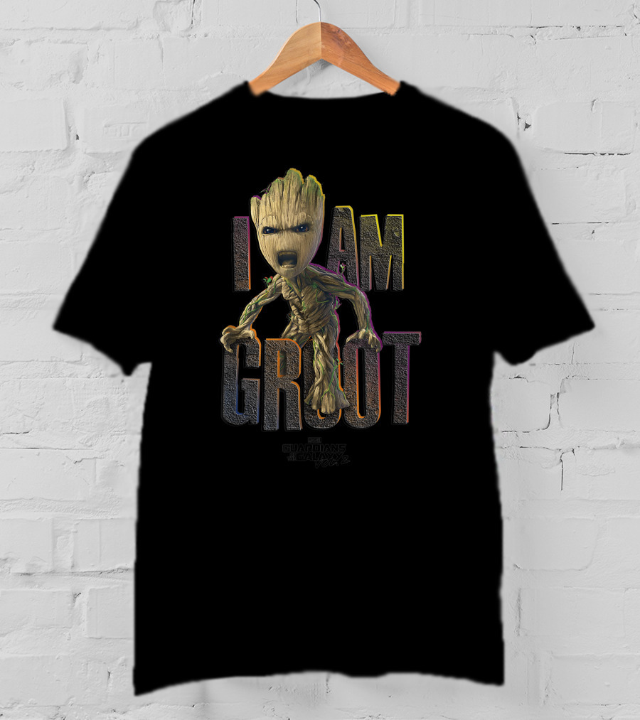 Marvel Guardians Of The Galaxy Vol.2 I AM GROOT Cute Angry T-Shirt