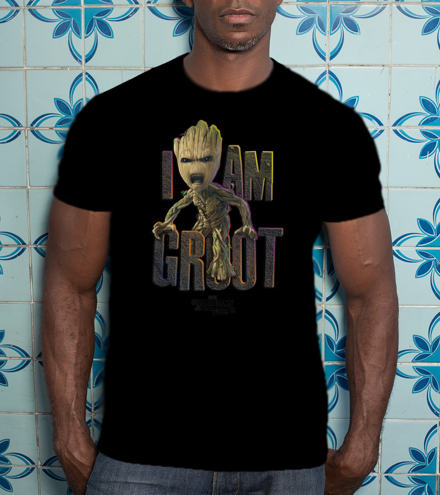 Marvel Guardians Of The Galaxy Vol.2 I AM GROOT Cute Angry T-Shirt