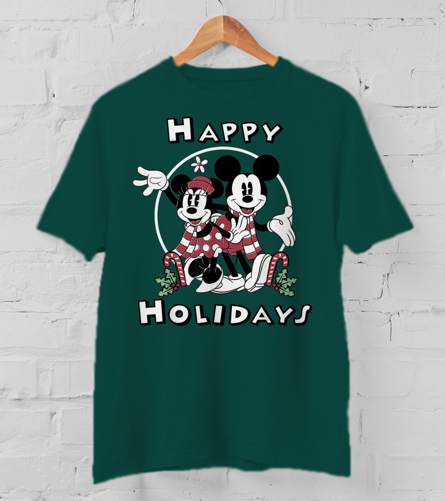 Disney Mickey And Minnie Mouse Happy Holidays Christmas Cheer T-Shirt