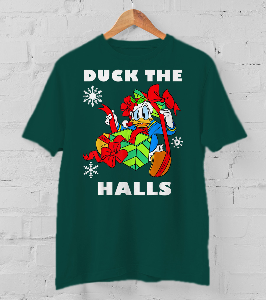 Disney Donald Duck The Halls Christmas Presents Snowflakes T-Shirt