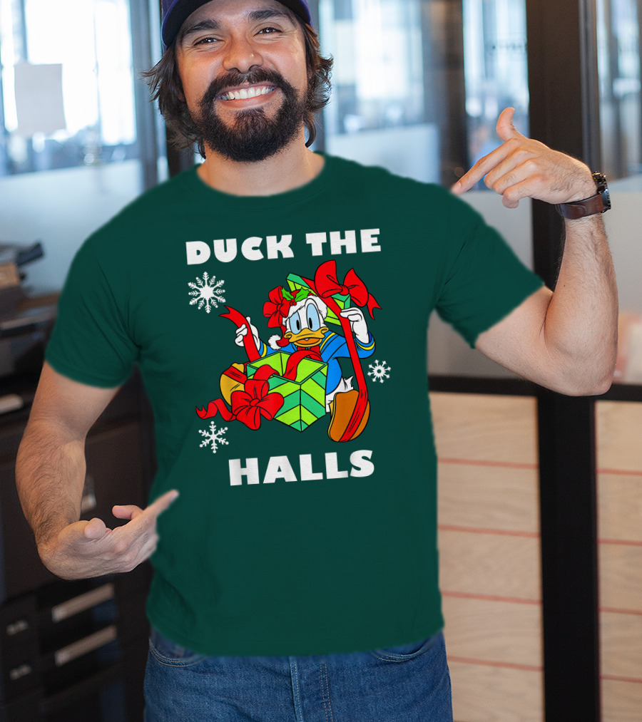 Disney Donald Duck The Halls Christmas Presents Snowflakes T-Shirt