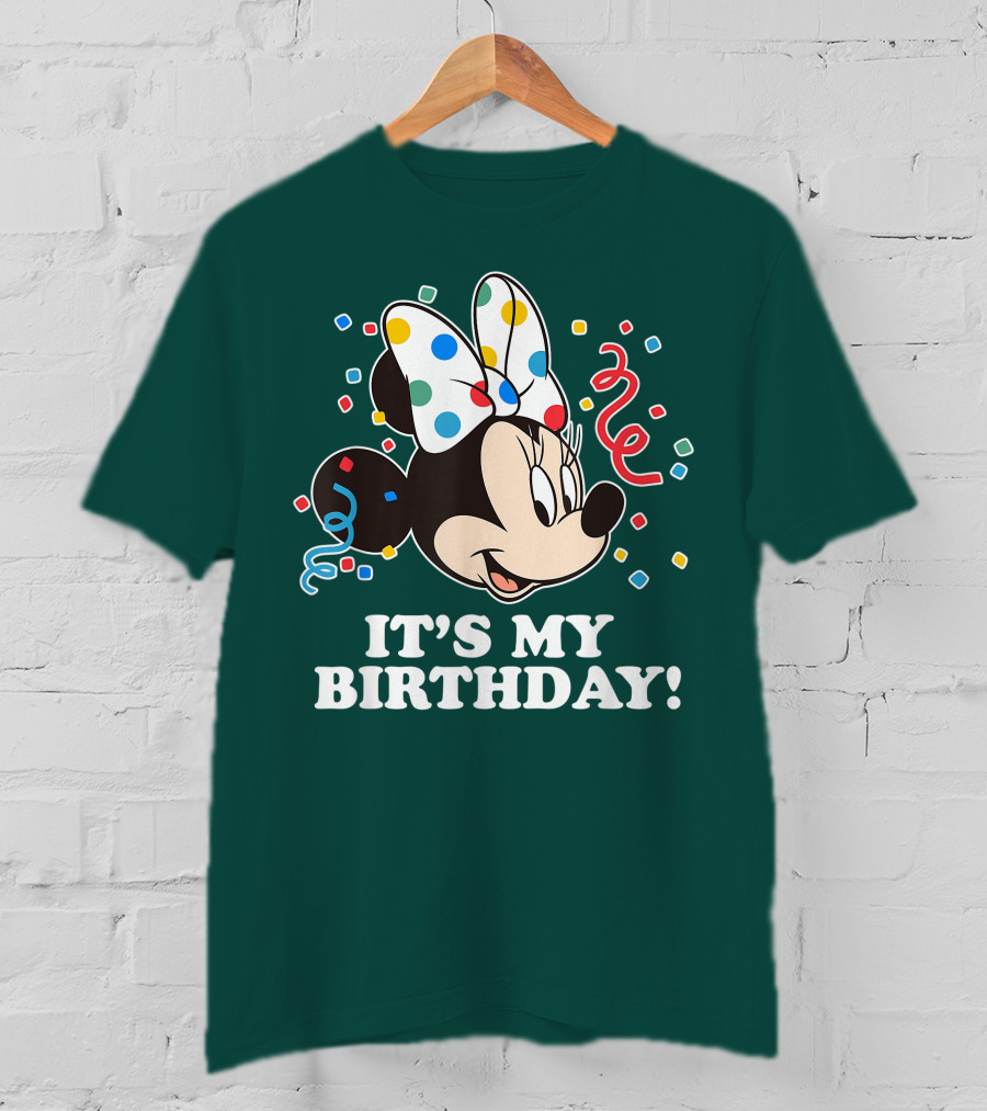 Disney Minnie Mouse It's My Birthday Celebration Confetti Bow Fun T-Shirt